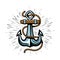 Ship anchor with rope symbol. Marine concept, seafaring emblem. Vector illustration