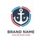 Ship anchor shield logo design