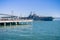 Ship anchored at one of the San Francisco piers during fleet week