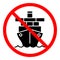 Ship ban icon. No ship sign. Watercraft transport ban sign