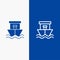 Ship, Beach, Boat, Summer Line and Glyph Solid icon Blue banner Line and Glyph Solid icon Blue banner