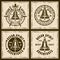 Ship bell nautical vector brown vintage emblems