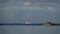 Ship on blue ocean water from Storlauvoya on the Atlantic road in More og Romsdal in Norway