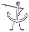 Ship or Boat Anchor Cartoon Character Pointing at Something by Hand. Vector Illustration