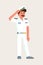 Ship captain military character saluting on white