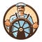 Ship captain vector logo. cruise, journey, tour, trip or travel icon
