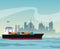 Ship cargo container maritime transport urban background