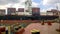 A ship with cargo containers on board. View of the cargo ship from the deck of the mooring site.