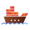 Ship with cargo flat icon. Boat with containers color icons in trendy flat style. Tanker gradient style design, designed