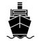 Ship cargo front view logistics icon, vector illustration, black sign on isolated background
