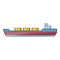 Ship carries cargo icon, cartoon style