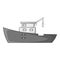 Ship for catching fish icon, gray monochrome style