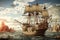 The ship of Christopher Columbus. The concept of celebrating the Day of Indigenous Peoples
