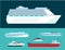 Ship cruiser boat sea symbol vessel travel industry vector sailboats cruise set of marine icon