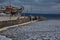 A ship dock on the shore of the frozen northern Lake Onega.