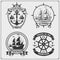 Ship emblems. Yacht club, sea adventures and marine cruise.