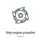 Ship engine propeller outline vector icon. Thin line black ship engine propeller icon, flat vector simple element illustration