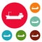 Ship freight icons circle set