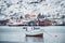 Ship in Hamnoy fishing village on Lofoten Islands, Norway
