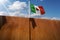 Ship with Italian Nautical Flag on Blue Sky