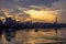 Ship and Lijiatuo Yangtze River Bridge at sunset