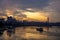 Ship and Lijiatuo Yangtze River Bridge at sunset