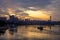 Ship and Lijiatuo Yangtze River Bridge at sunset