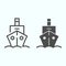 Ship line and solid icon. Voyage illustration isolated on white. Sea cruise outline style design, designed for web and