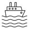 Ship liner thin line icon. Cruise ship vector illustration isolated on white. Ocean ship outline style design, designed