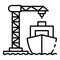 Ship load port crane icon, outline style