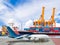 Ship loading container with transport plane for logistic import