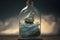 ship model sailing through stormy waters in a bottle
