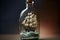 ship model sailing through stormy waters in bottle