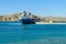 Ship mooring in the port, Paros. Greece