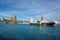 Ship at Muelle Uno with Malaga Lighthouse - Malaga, Andalusia, Spain