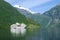 Ship in the ocean, Geiranger fjord