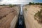 Ship passing Corinth Canal in Greece