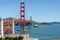 Ship passing under the Golden Gate Bridge