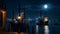 Ship and the port, night view cityscape with light AI generated image