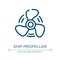 Ship propeller icon. Linear vector illustration from transportation collection. Outline ship propeller icon vector. Thin line