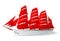 Ship with red sails (caravel)
