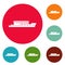 Ship river icons circle set