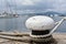 Ship ropes tied to an old bollard - detail, Varna harbor, Bulgaria