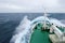 Ship`s Bow diving into a big splashing wave, Antarctica