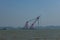 Ship`s crane in the middle of the Bay