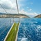 Ship\'s gangway on background sea