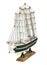 Ship Sailboat Wooden Model on a White Background