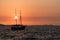 Ship sailing at sunset in Croatia