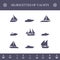 Ship sailing yachts and cruise boats silhouette
