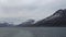 The ship sails into the fjord timelapse